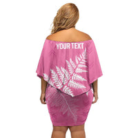 New Zealand Lawn Bowls Breast Cancer Personalized Off Shoulder Short Dress Wrap-Around Silver Fern LT7 - Polynesian Pride