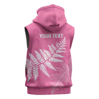 New Zealand Lawn Bowls Breast Cancer Personalized Sleeveless Zip Hoodie Wrap-Around Silver Fern LT7 - Polynesian Pride