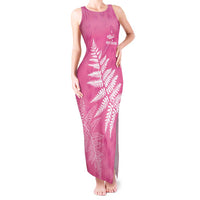 New Zealand Lawn Bowls Breast Cancer Personalized Tank Maxi Dress Wrap-Around Silver Fern LT7 Women Pink - Polynesian Pride