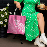 New Zealand Lawn Bowls Breast Cancer Personalized Tote Bag Wrap-Around Silver Fern - Polynesian Pride