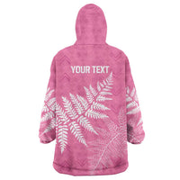 New Zealand Lawn Bowls Breast Cancer Personalized Wearable Blanket Hoodie Wrap-Around Silver Fern LT7 - Polynesian Pride