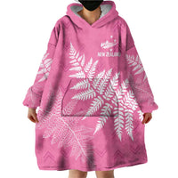New Zealand Lawn Bowls Breast Cancer Personalized Wearable Blanket Hoodie Wrap-Around Silver Fern LT7 - Polynesian Pride