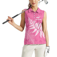 New Zealand Lawn Bowls Breast Cancer Personalized Women Sleeveless Polo Shirt Wrap-Around Silver Fern LT7 - Polynesian Pride