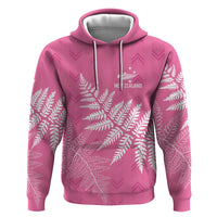 New Zealand Lawn Bowls Breast Cancer Personalized Zip Hoodie Wrap-Around Silver Fern LT7 Pullover Hoodie Pink - Polynesian Pride