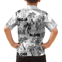 Aloha Vintage Quilt Family Matching Off Shoulder Short Dress and Hawaiian Shirt Hawaiian Seamless - White LT7 - Polynesian Pride
