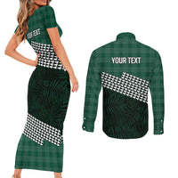 Rainbow Warriors Hawaii Personalized Palaka Couples Matching Short Sleeve Bodycon Dress and Long Sleeve Button Shirt - Polynesian Pride