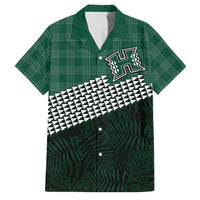 Rainbow Warriors Hawaii Personalized Palaka Family Matching Off The Shoulder Long Sleeve Dress and Hawaiian Shirt LT7 Dad's Shirt - Short Sleeve Green - Polynesian Pride