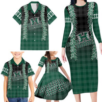 Rainbow Warriors Hawaii Palaka Family Matching Long Sleeve Bodycon Dress and Hawaiian Shirt Maile Lei LT7 - Polynesian Pride