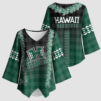 Rainbow Warriors Hawaii Palaka Kimono Sleeve Blouse Maile Lei - Polynesian Pride