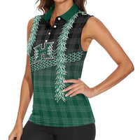 Rainbow Warriors Hawaii Palaka Women Sleeveless Polo Shirt Maile Lei - Polynesian Pride