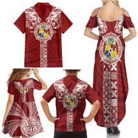 Tonga Independence Day Family Matching Summer Maxi Dress and Hawaiian Shirt Tongatapu Lion Ngatu Motifs LT7 - Polynesian Pride