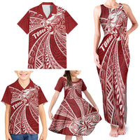 Tonga Independence Day Family Matching Tank Maxi Dress and Hawaiian Shirt Tongatapu Lion Ngatu Motifs LT7 - Polynesian Pride