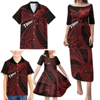 Tonga Independence Day Family Matching Puletasi and Hawaiian Shirt Tongatapu Lion Ngatu Motifs Black Ver. LT7 - Polynesian Pride
