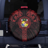 Tonga Independence Day Spare Tire Cover Tongatapu Lion Ngatu Motifs Black Ver. LT7 - Polynesian Pride