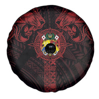 Tonga Independence Day Spare Tire Cover Tongatapu Lion Ngatu Motifs Black Ver. LT7 - Polynesian Pride