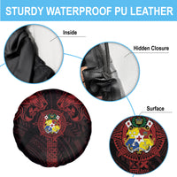 Tonga Independence Day Spare Tire Cover Tongatapu Lion Ngatu Motifs Black Ver. LT7 - Polynesian Pride