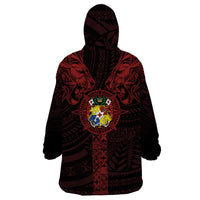 Tonga Independence Day Wearable Blanket Hoodie Tongatapu Lion Ngatu Motifs Black Ver. LT7 - Polynesian Pride