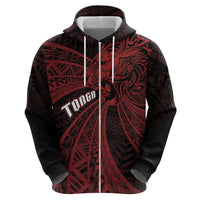 Tonga Independence Day Zip Hoodie Tongatapu Lion Ngatu Motifs Black Ver. LT7 - Polynesian Pride
