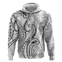 Polynesia Plumeria Lei Hoodie White Curves Motif