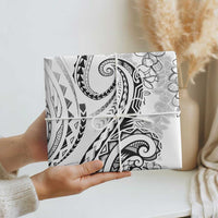 Polynesia Plumeria Lei Wrapping Paper White Curves Motif