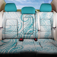 Polynesia Plumeria Lei Back Car Seat Cover White Turquoise Curves Motif