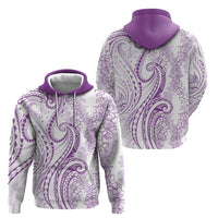 Polynesia Plumeria Lei Zip Hoodie White Violet Curves Motif