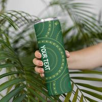 Fiji Ballantine Memorial High School Personalised Skinny Tumbler Masi Tapa Mix Plumeria LT7 - Polynesian Pride