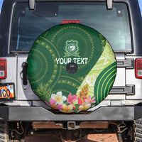 Fiji Ballantine Memorial High School Personalised Spare Tire Cover Masi Tapa Mix Plumeria LT7 Green - Polynesian Pride