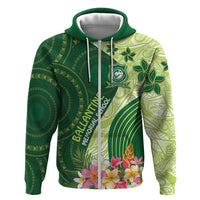 Fiji Ballantine Memorial High School Personalised Zip Hoodie Masi Tapa Mix Plumeria LT7 Zip Hoodie Green - Polynesian Pride