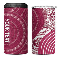 Fiji Adi Cakobau School Personalised 4 in 1 Can Cooler Tumbler Masi Tapa Mix Plumeria LT7 One Size: 16 oz Maroon - Polynesian Pride