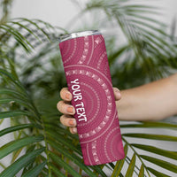 Fiji Adi Cakobau School Personalised Skinny Tumbler Masi Tapa Mix Plumeria LT7 - Polynesian Pride