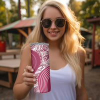 Fiji Adi Cakobau School Personalised Skinny Tumbler Masi Tapa Mix Plumeria LT7 - Polynesian Pride
