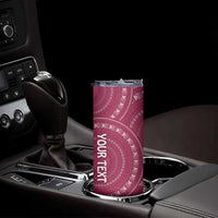 Fiji Adi Cakobau School Personalised Skinny Tumbler Masi Tapa Mix Plumeria LT7 - Polynesian Pride