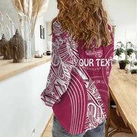 Fiji Adi Cakobau School Personalised Women Casual Shirt Masi Tapa Mix Plumeria LT7 - Polynesian Pride