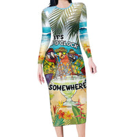 It's 5 o'clock Somewhere Family Matching Long Sleeve Bodycon Dress and Hawaiian Shirt Beach Party - Polynesian Pride