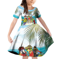 It's 5 o'clock Somewhere Family Matching Off Shoulder Short Dress and Hawaiian Shirt Beach Party LT7 Daughter's Dress Colorful - Polynesian Pride