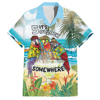 It's 5 o'clock Somewhere Family Matching Off Shoulder Short Dress and Hawaiian Shirt Beach Party LT7 Dad's Shirt - Short Sleeve Colorful - Polynesian Pride
