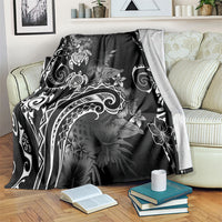 Aloha Hawaii Turtles Floral Blanket Obsidian Glaze