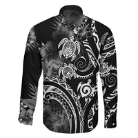 Aloha Hawaii Turtles Floral Family Matching Long Sleeve Bodycon Dress and Hawaiian Shirt Obsidian Glaze