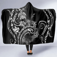 Aloha Hawaii Turtles Floral Hooded Blanket Obsidian Glaze