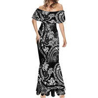 Aloha Hawaii Turtles Floral Mermaid Dress Obsidian Glaze