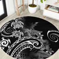 Aloha Hawaii Turtles Floral Round Carpet Obsidian Glaze