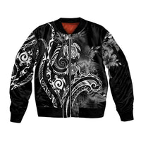 Aloha Hawaii Turtles Floral Sleeve Zip Bomber Jacket Obsidian Glaze