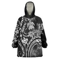 Aloha Hawaii Turtles Floral Wearable Blanket Hoodie Obsidian Glaze