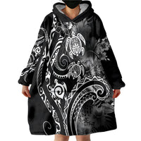 Aloha Hawaii Turtles Floral Wearable Blanket Hoodie Obsidian Glaze