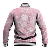 Aloha Hawaii Turtles Floral Baseball Jacket Pink Marbles Glaze