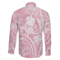 Aloha Hawaii Turtles Floral Family Matching Long Sleeve Bodycon Dress and Hawaiian Shirt Pink Marbles Glaze