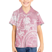 Aloha Hawaii Turtles Floral Family Matching Mermaid Dress and Hawaiian Shirt Pink Marbles Glaze