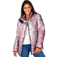 Aloha Hawaii Turtles Floral Padded Jacket Pink Marbles Glaze