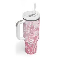 Aloha Hawaii Turtles Floral Tumbler With Handle Pink Marbles Glaze